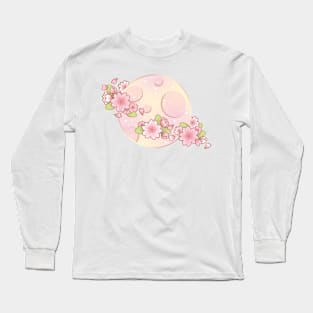 Magical Sakura Cherry Blossoms Planet Long Sleeve T-Shirt